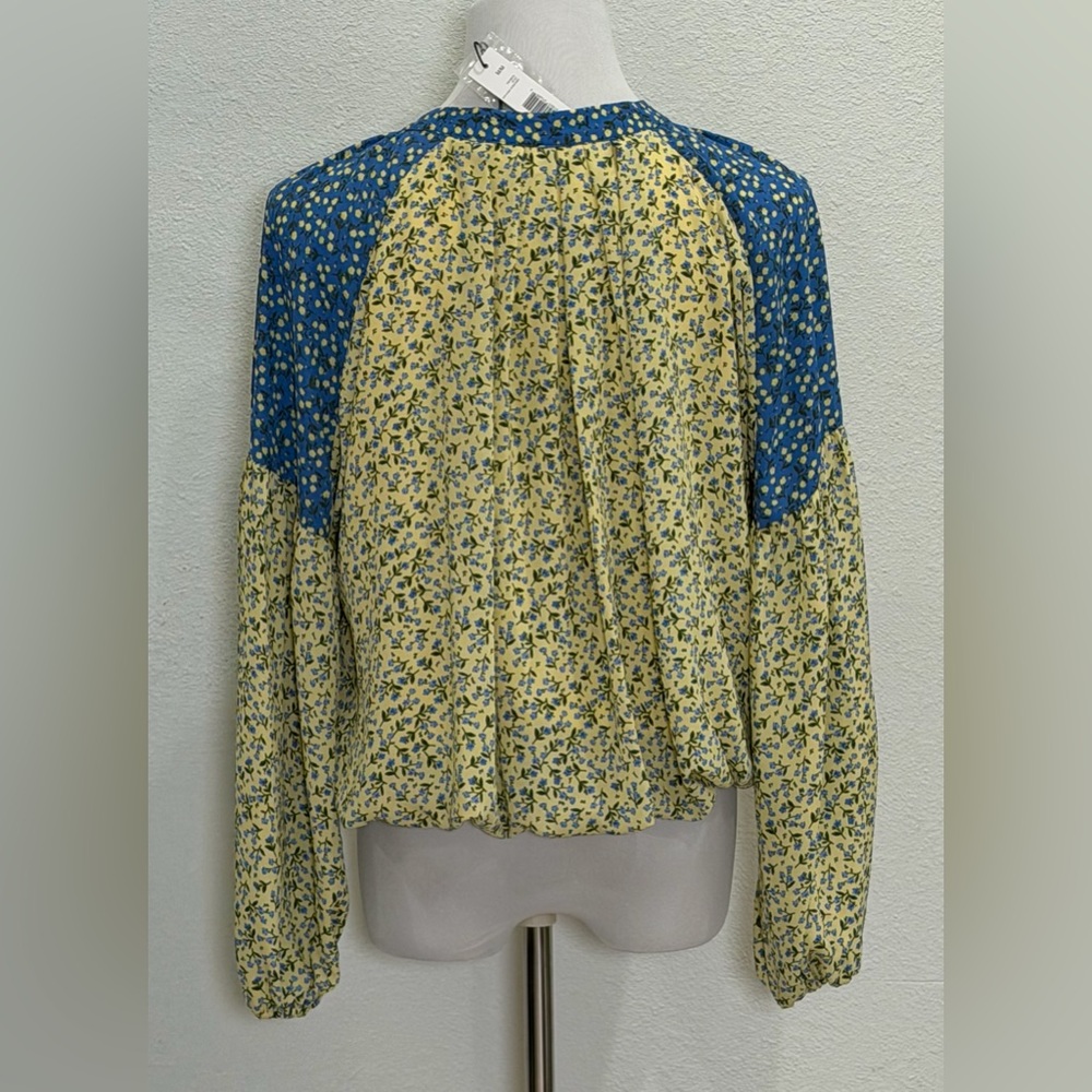 NEW Tahari Bubble Hem Button Patchwork Blouse Top… - image 5